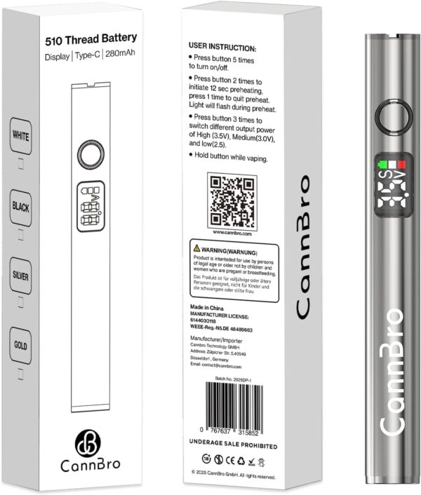 510 Type-C Vape Battery With Display Button Activation-3