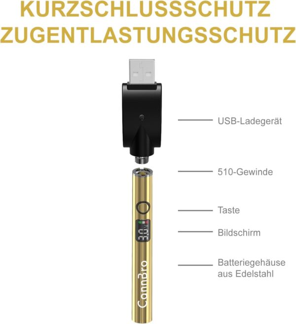 510 Type-C Vape Battery With Display Button Activation-4
