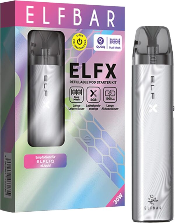 ELF Bar ELFX Pod System 1000mAh 2ml Silver Vape Kit-1