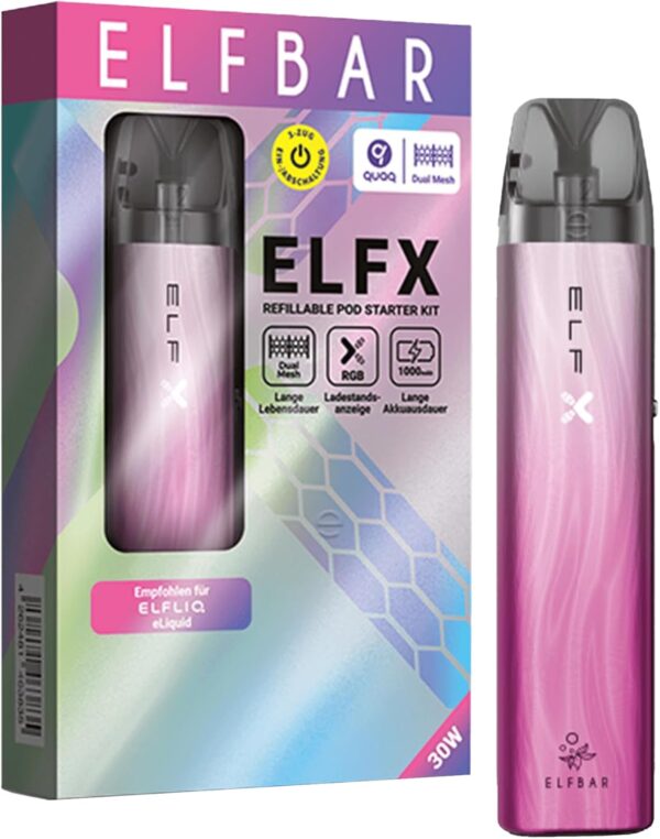 ELF Bar ELFX Pod System 1000mAh Compact Vape Silver Pink-0