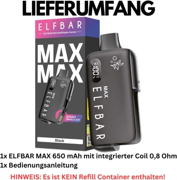 ELFBAR MAX No Liquid No Nicotine 650mAh USB-C MTL RDL-5