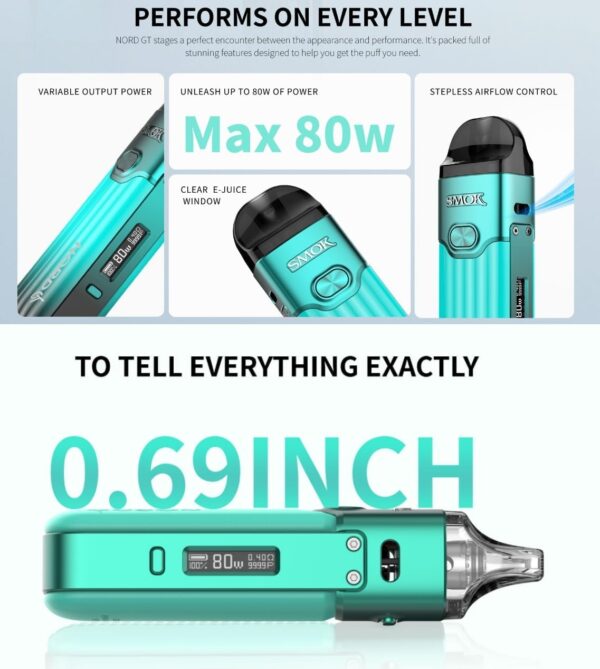 Smok Nord GT Pod System 80W 2500mAh Vape Kit Cyan-Black-3