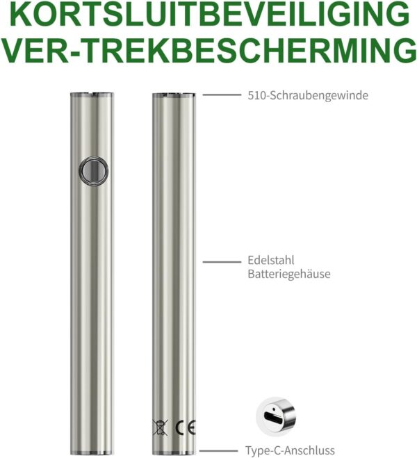 Titan 510 Type-C Vape Battery 290mAh CBD Oil Compatible-2