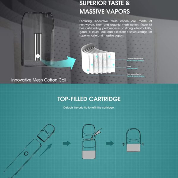 VAPTIO Razor Kit Vape Pen 550mAh Electronic Cigarette Blue-2