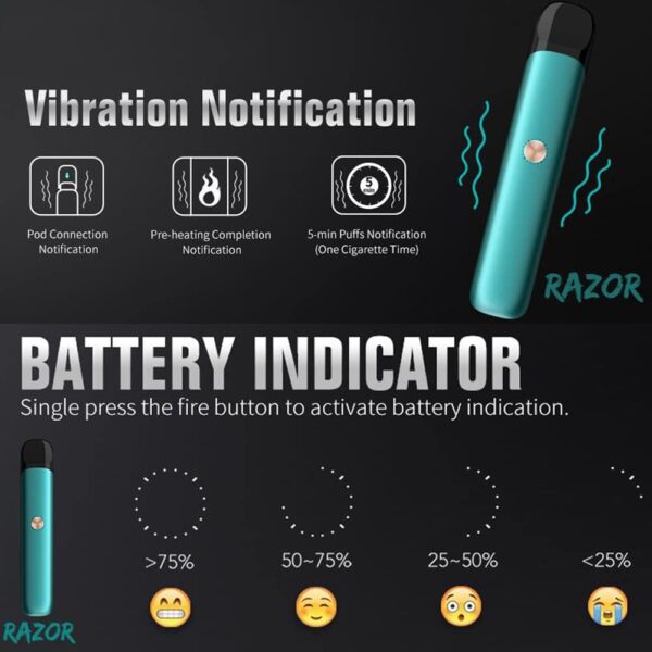 VAPTIO Razor Kit Vape Pen 550mAh Electronic Cigarette Blue-4