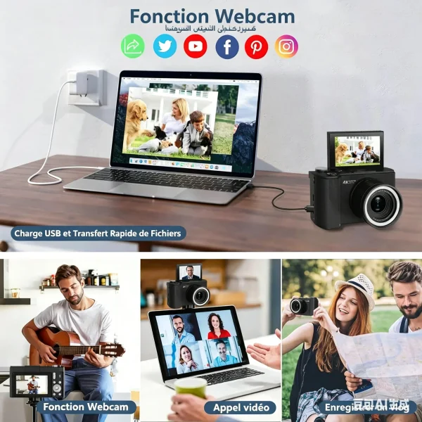 Portable Vlog Camera with 32GB SD Card